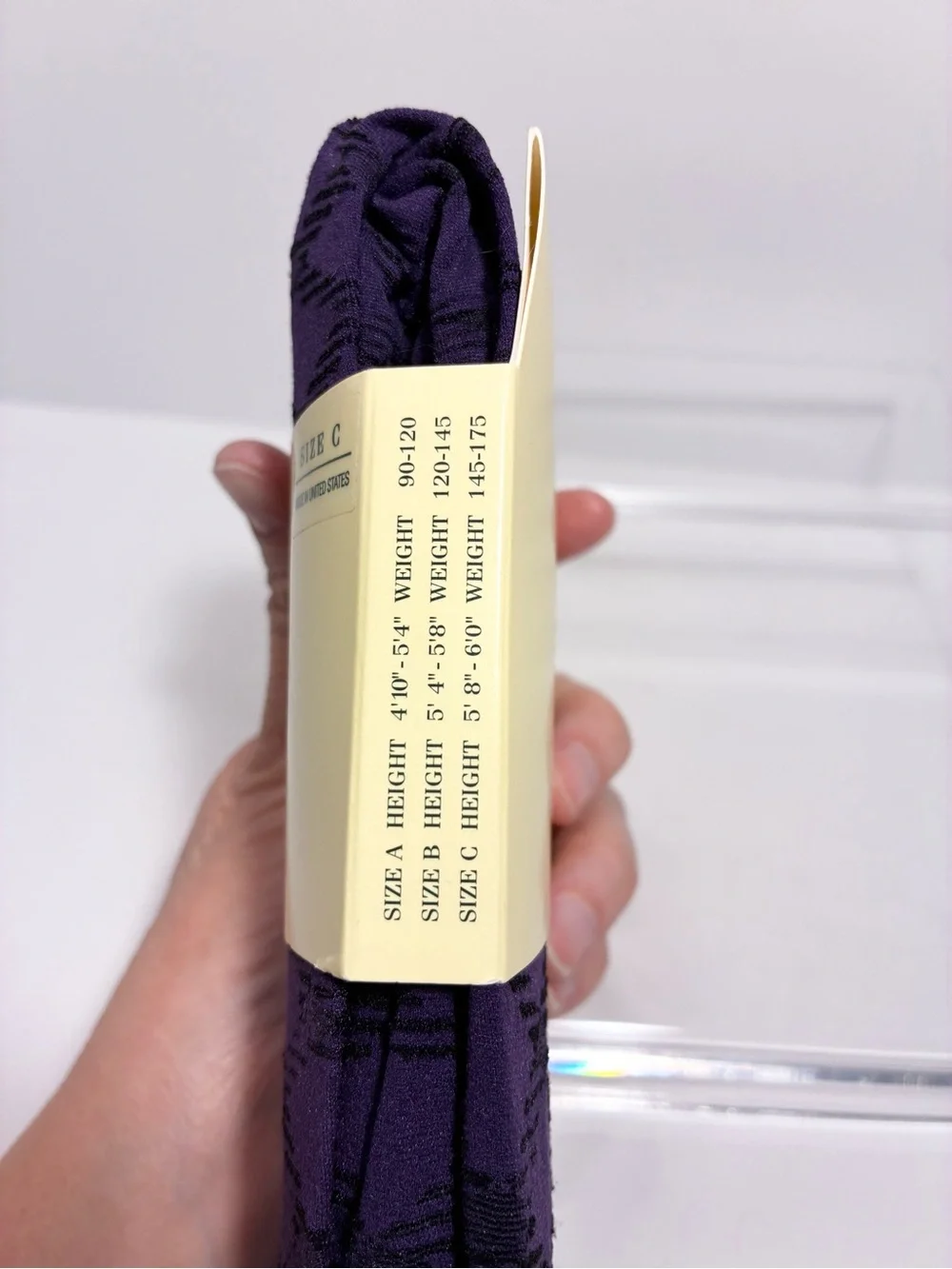 Y2K VTG Lauren Ralph Lauren USA MADE Control Top Patterned Tights Purple Size C